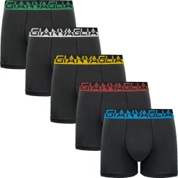 P�nske Bavlnen� Boxerky GIANVAGLIA 5-balenie GVG 5008 - dar?ekov� balenie, ?ierna