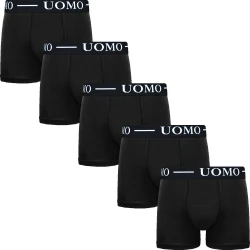 P�nske Bavlnen� Boxerky GIANVAGLIA 5-balenie 7502 UOMO - dar?ekov� balenie, ?ierna
