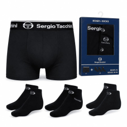 Sergio Tacchini p�nsky set � boxerky + 3 p�ry sneaker pono�iek, pohodln� p�nske spodn� pr�dlo, ?ierne