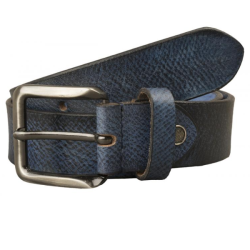 Pevn� Ko�en� Opasok Buffalo so striebornou prackou 3,5 cm Modr�