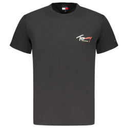 P�nske Tri?ko s kr�tkym ruk�vom TOMMY HILFIGER Bavlna Podpis Slim Fit - ?ierna