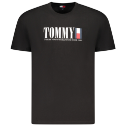 P�nske Tri?ko Tommy Hilfiger Kr�tky ruk�v ?ierne Logo Bavlna Regular Fit