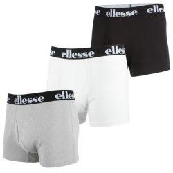 P�nske Boxerky Ellesse, balenie 3 kusov ?ierne, biele, �ed�