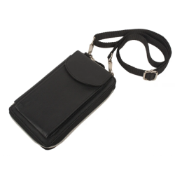 Ta�ka cez rameno na smartf�n HUNTER - ?ierna ko�a 20x13cm