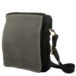 P�nska Ko�en� Crossbody ta�ka s chlop?ou IMPEX - ?ierna/antracit 19x23x5cm