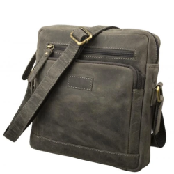 P�nska Ko�en� Crossbody ta�ka IMPEX - loveck� ko�a antracitov� 23x24x6cm