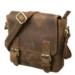P�nska Mal� Ko�en� Crossbody Ta�ka s chlop?ou IMPEX - olejovan� hov�dzia ko�a Hunter 23x24x6cm