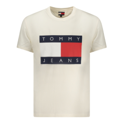 P�nske Tri?ko s kr�tkym ruk�vom TOMMY HILFIGER Bavlna ve?k� Logo Slim Fit - biela/okrov�